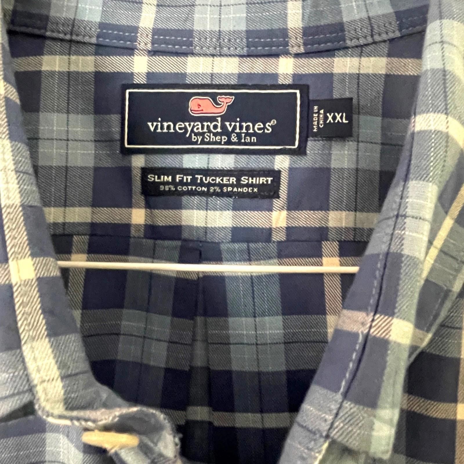 Vineyard Vines Vineyard Vines Mens Slim Fit Tucker Shirt XXL Blue Plaid LS Size US XXL / EU 58 / 5 - 2 Thumbnail