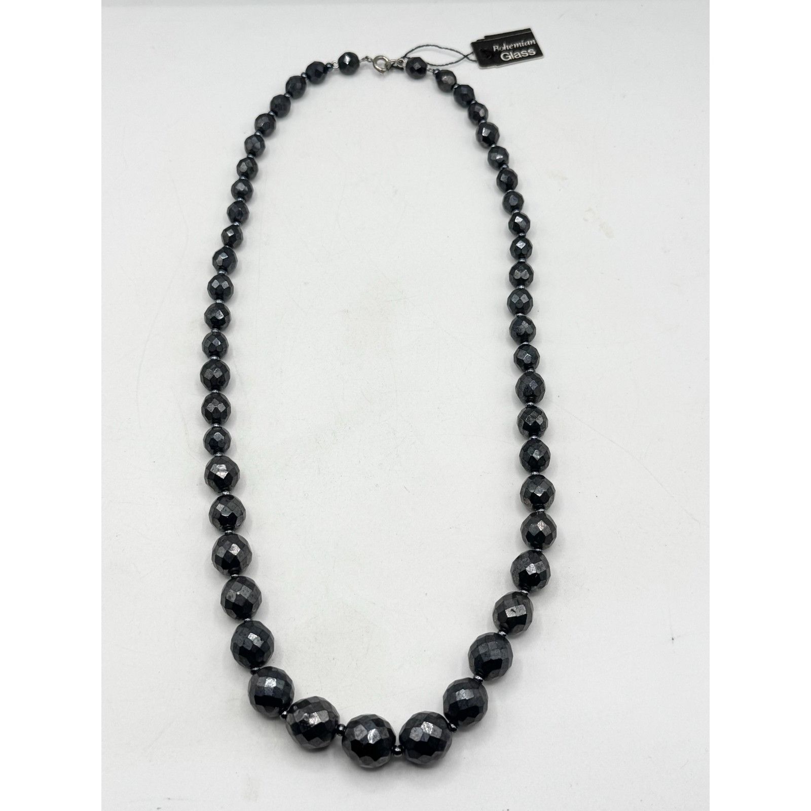 Vintage Vintage hematite bohemian glass beaded graduating bead neckl Size ONE SIZE - 4 Thumbnail