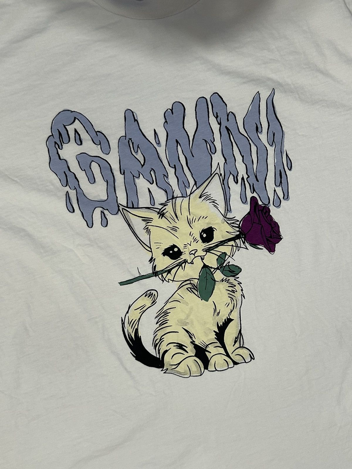 Ganni GANNI rose cat basic jersey relaxed t shirt Size L / US 10 / IT 46 - 2 Thumbnail