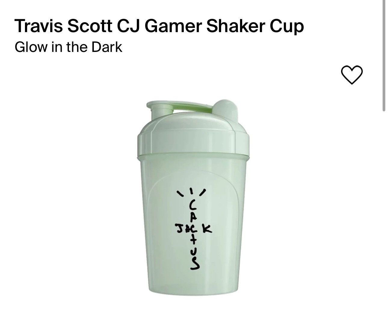 Travis Scott CJ Gamer Shaker Cup Glow in The Dark