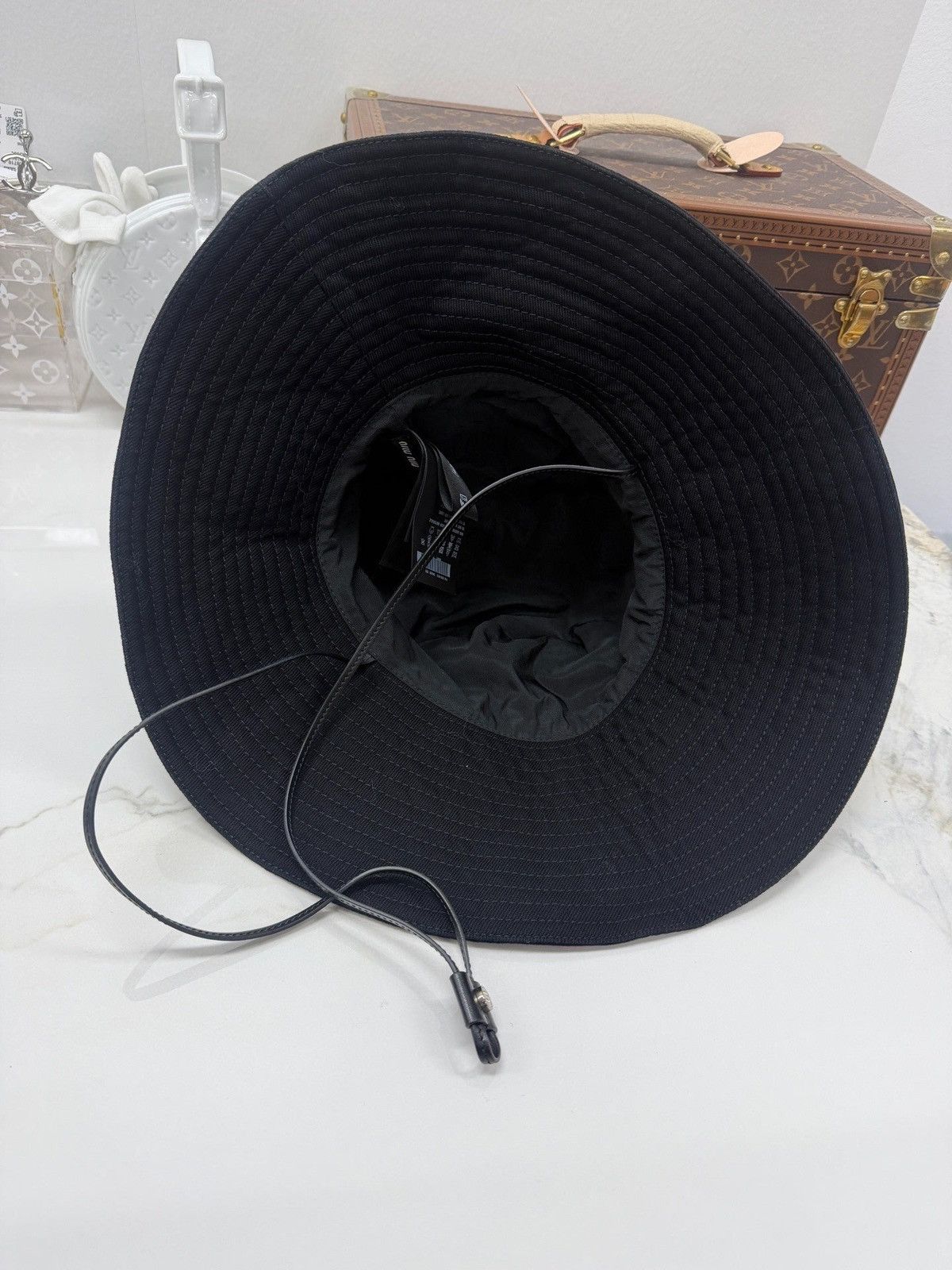 Miu Miu Miu Miu black drill bucket hat with an embroidered logo Size ONE SIZE - 3 Thumbnail