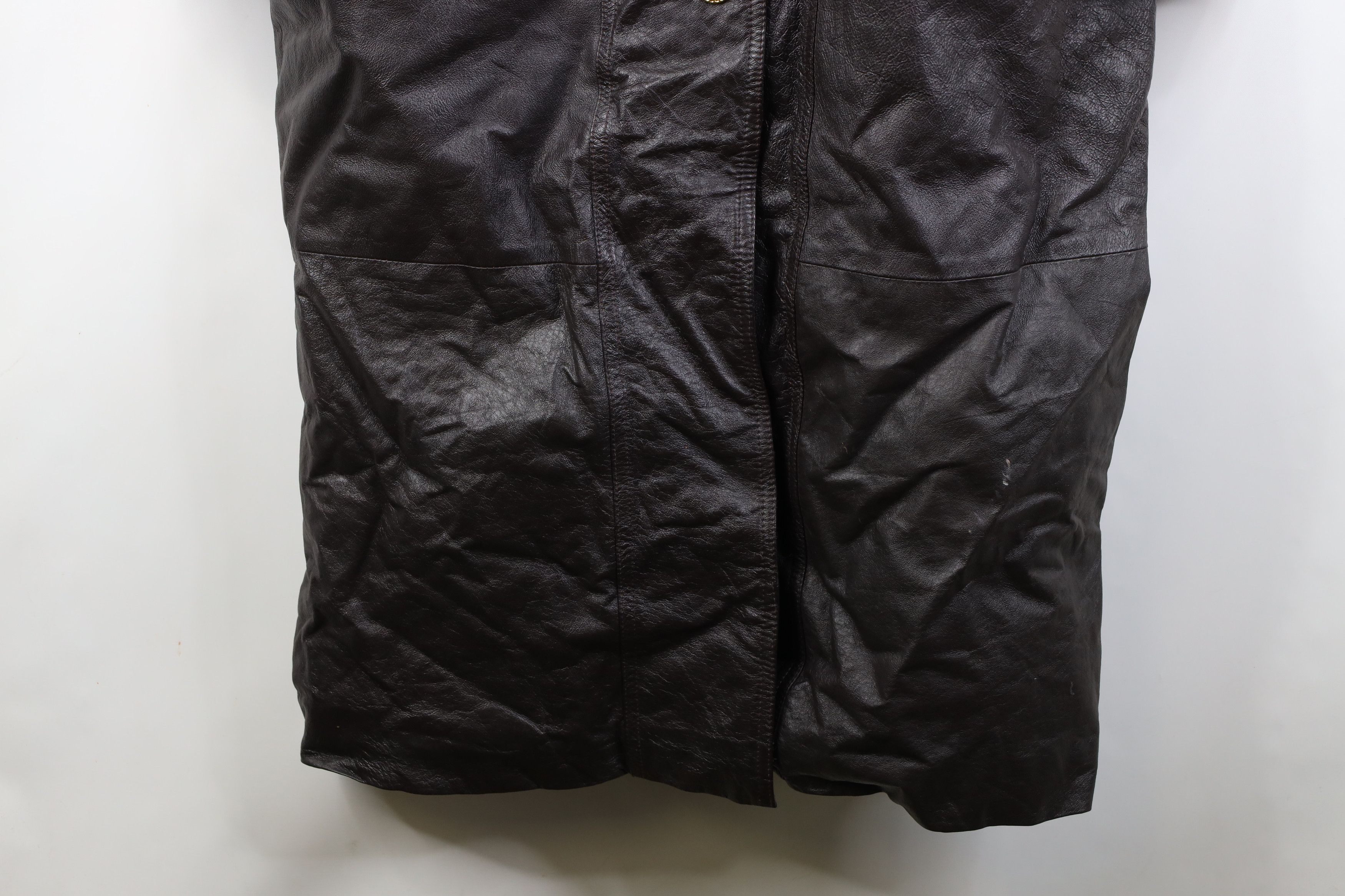 Vintage Vintage 90s Streetwear Leather Trench Coat Jacket Dark Brown Size XXL / US 16-18 / IT 52-54 - 4 Thumbnail