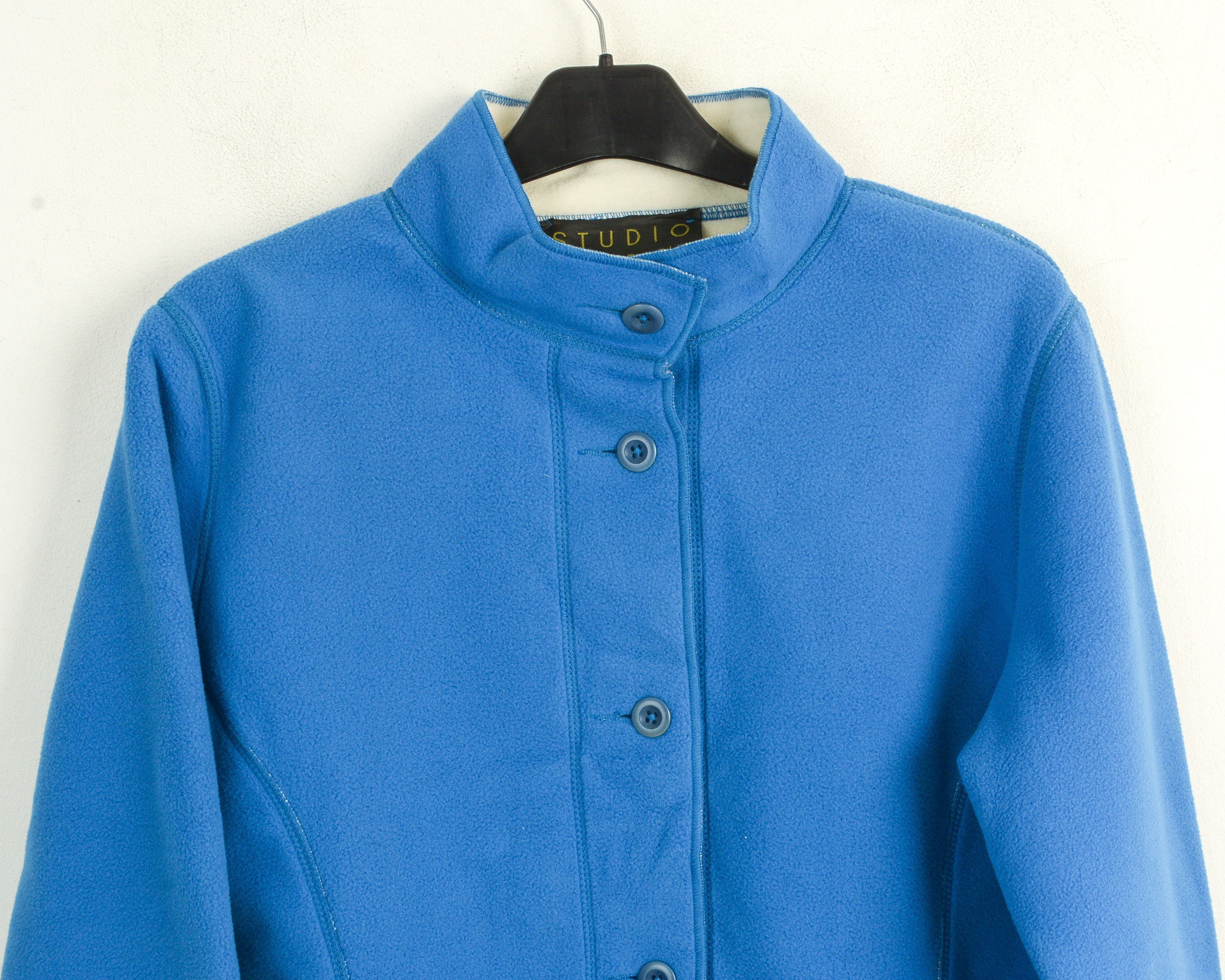 Guy Laroche Womens M Fleece Blue Jacket Cardigan Buttoned Top Outerwear Size M / US 6-8 / IT 42-44 - 2 Thumbnail