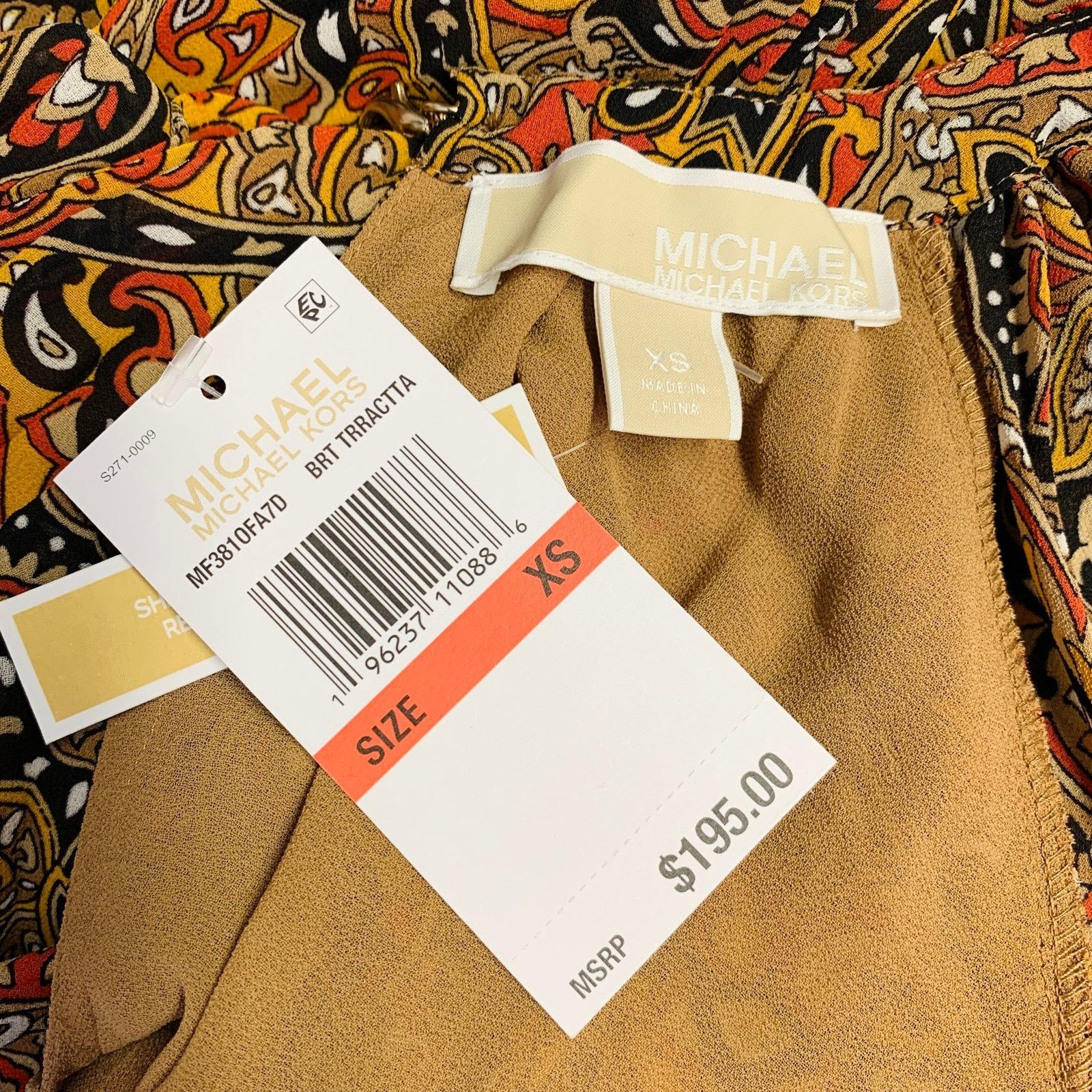 Michael Kors XS Orange Black Polyester Accordion Pleated Cocktail Dress Size XS / US 0-2 / IT 36-38 - 6 Thumbnail