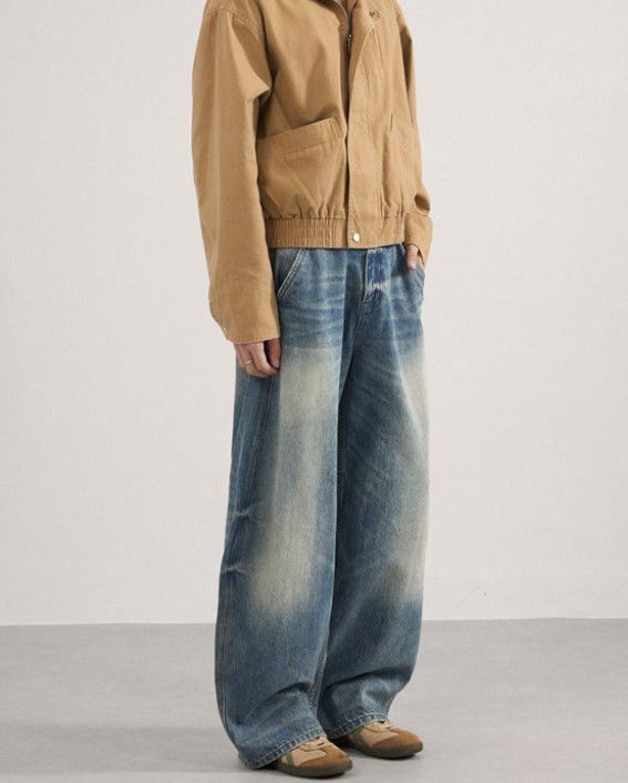Japanese Brand American high street washed cleanfit wide-leg curved jeans Size US 32 / EU 48 - 3 Thumbnail