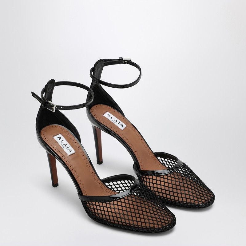 Alaia High Black Mesh Pumps