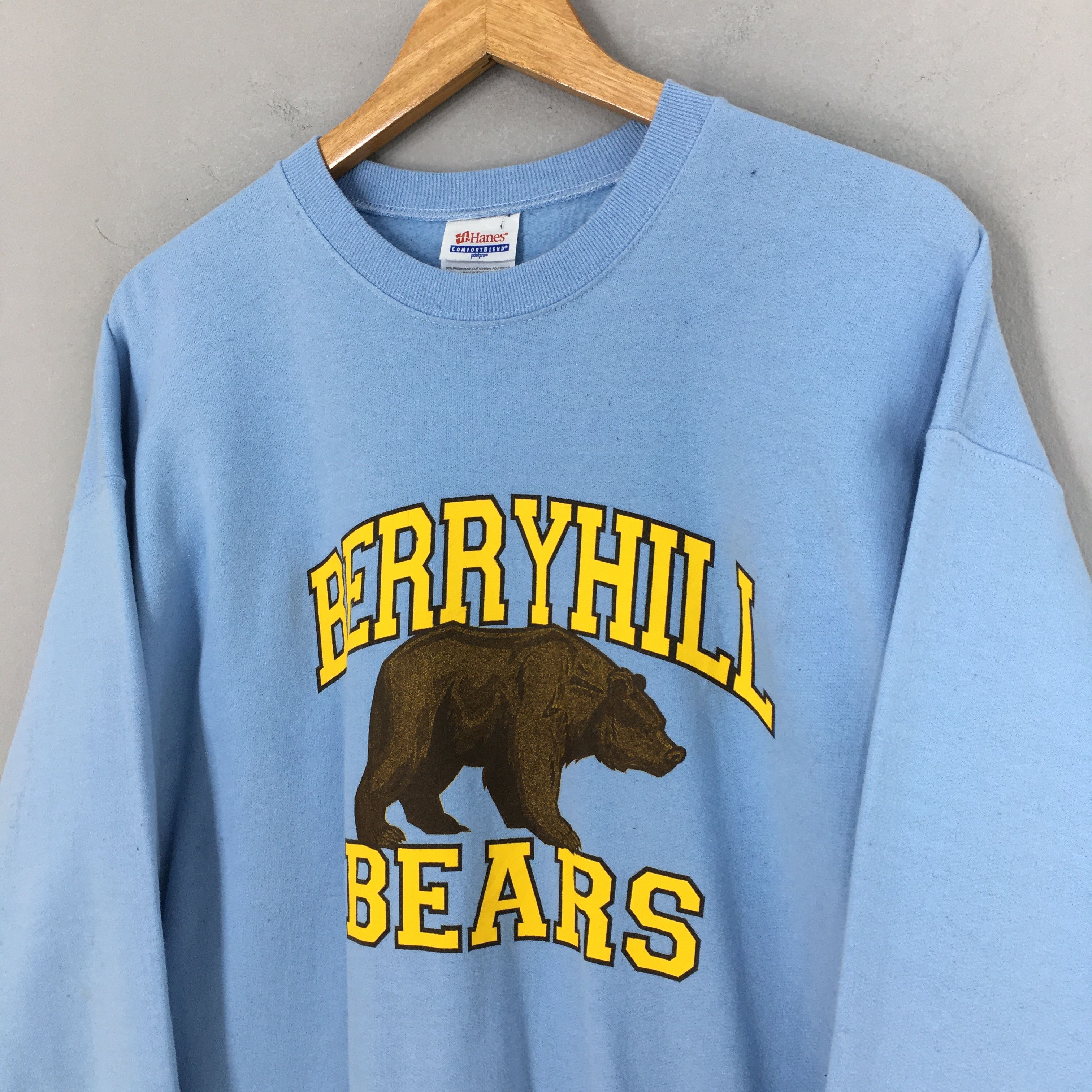 Hanes Vintage 90s Berryhill Bears Blue Sweatshirt Large Size US L / EU 52-54 / 3 - 3 Thumbnail