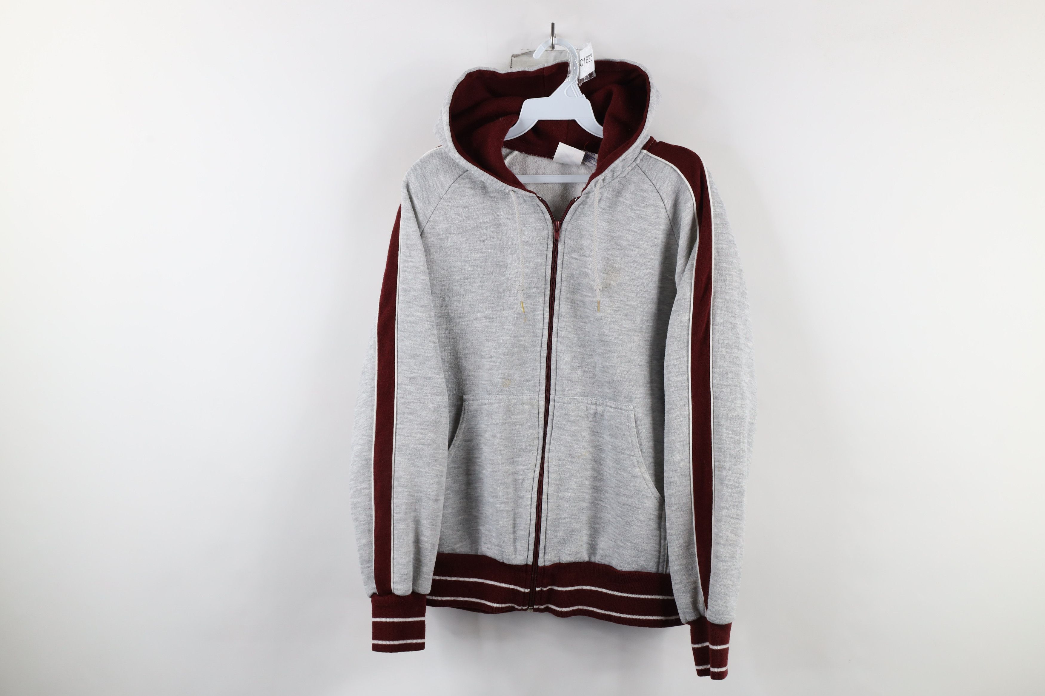 Vintage 70s Streetwear Striped Triblend Full Zip Hoodie