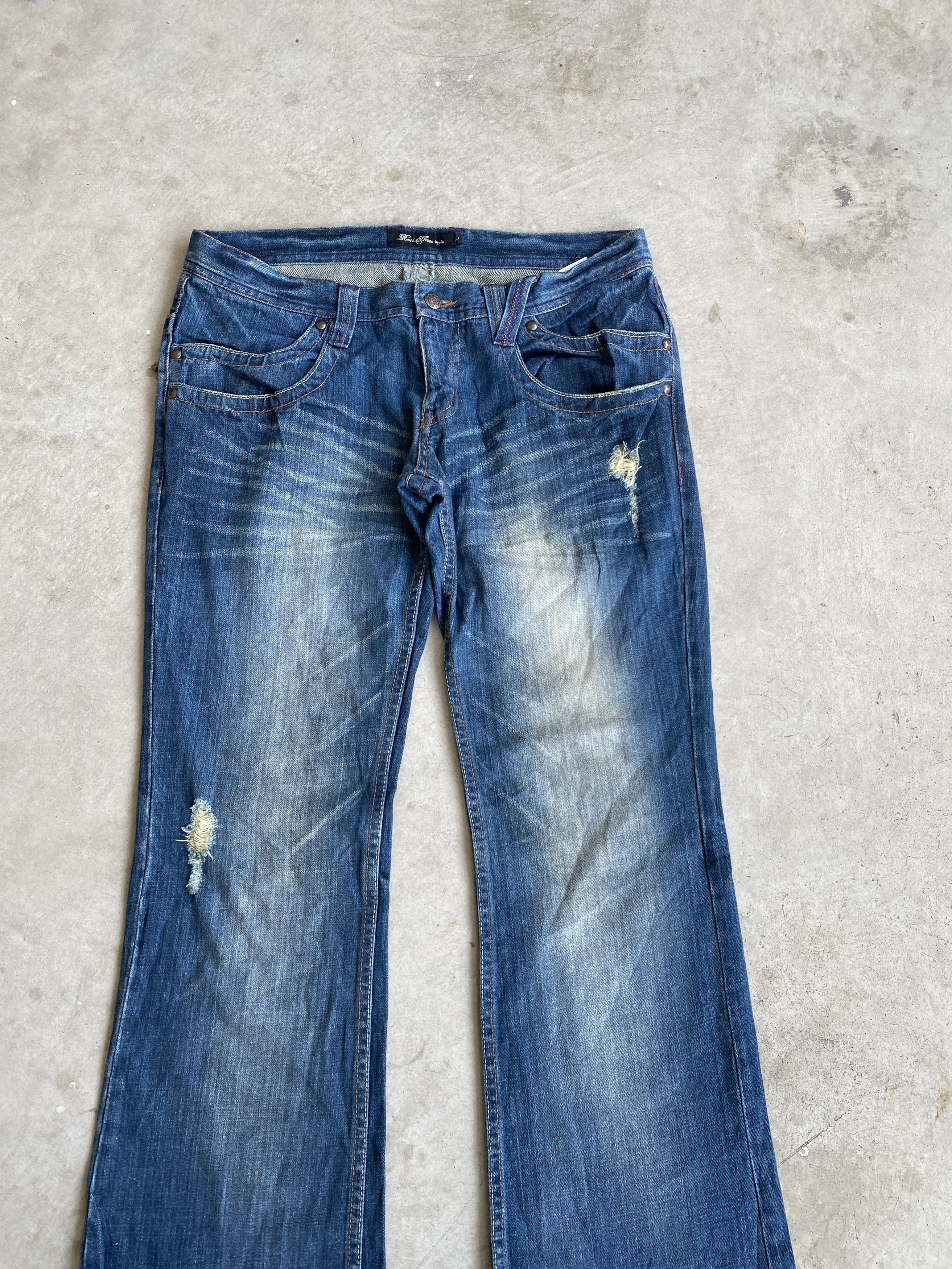 Japanese Brand Root Three Japan Distress Ripped Style Flared Jeans Size US 32 / EU 48 - 3 Thumbnail