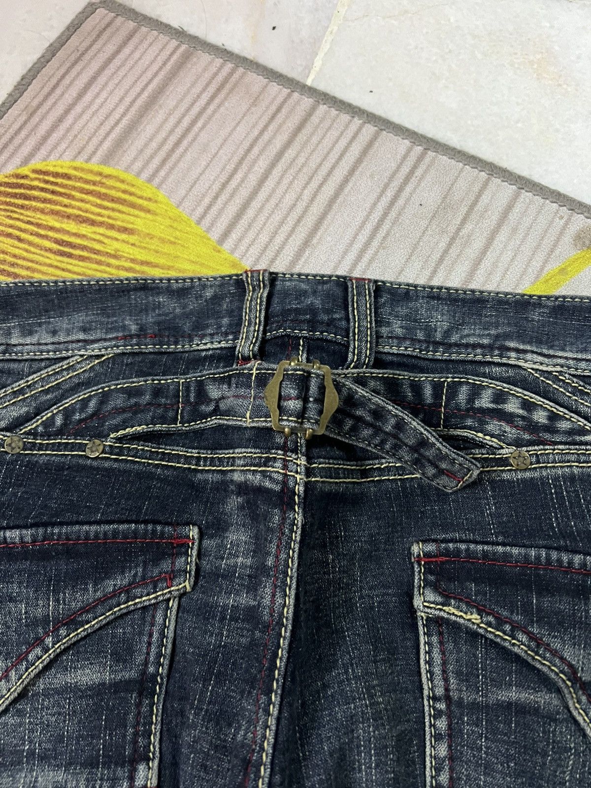 Japanese Brand 💥BCBG SKULL BACKLE BACK FLARE JEAN🔥 Size US 35 - 20 Thumbnail