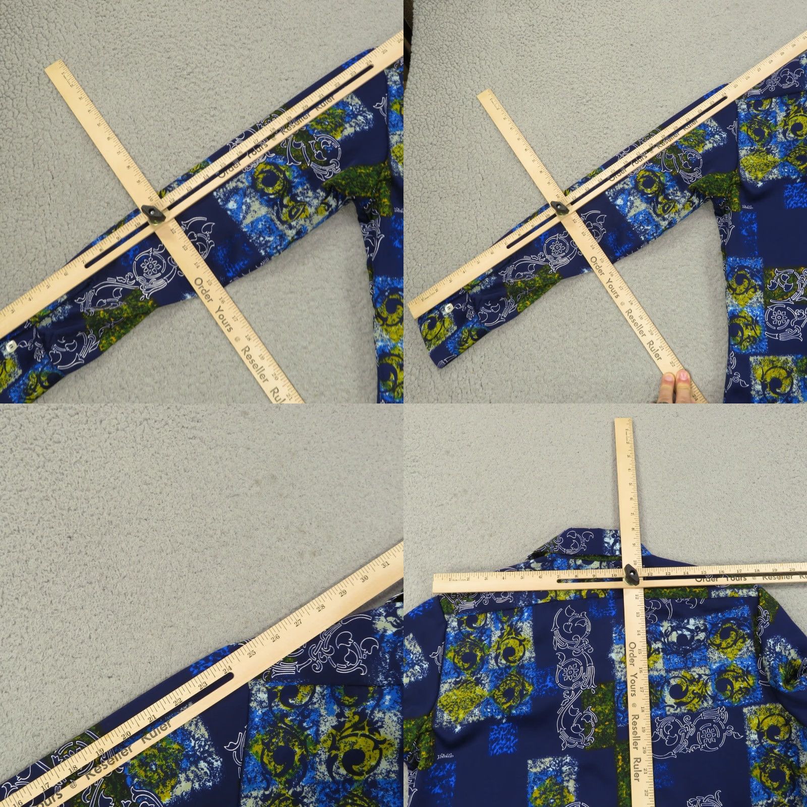Vintage VTG D'Avila Shirt Medium Mens Butterfly Dagger Collar 70s Hawaiian Button-Up Blue Size US M / EU 48-50 / 2 - 8 Thumbnail