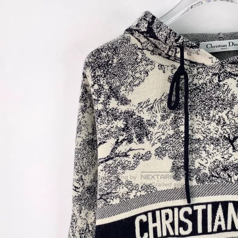 Dior Dior Grey animal jungle printed cashmere hooded drawstring Size XS / US 0-2 / IT 36-38 - 3 Thumbnail