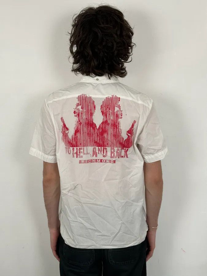 John Richmond Richmond White « To Hell And Back » Red Print Shirt Size US M / EU 48-50 / 2 - 3 Thumbnail