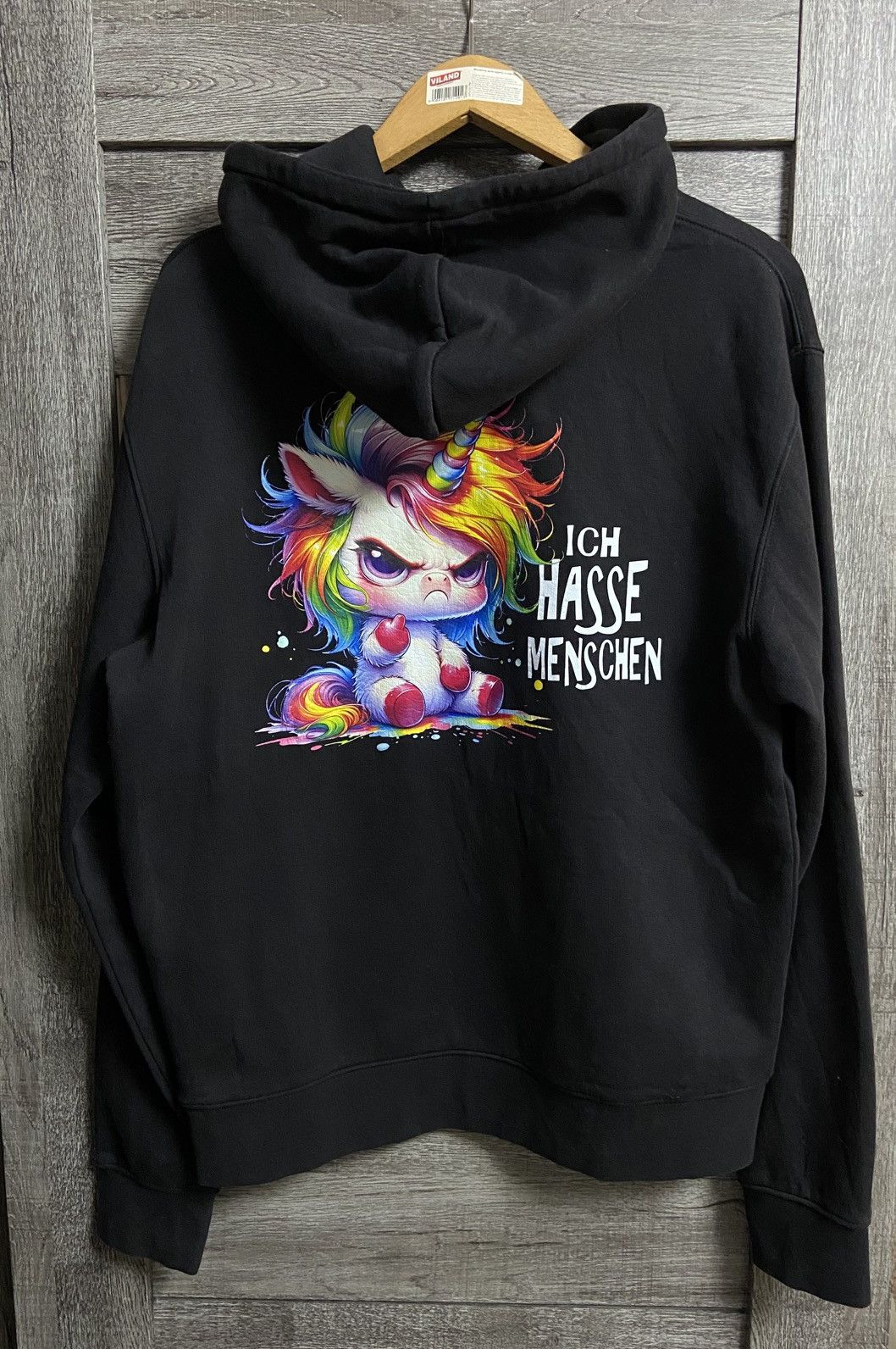Russell Athletic Russell Black Hoodie – Unicorn “Ich Hasse Menschen” Graphic Size US M / EU 48-50 / 2 - 4 Thumbnail