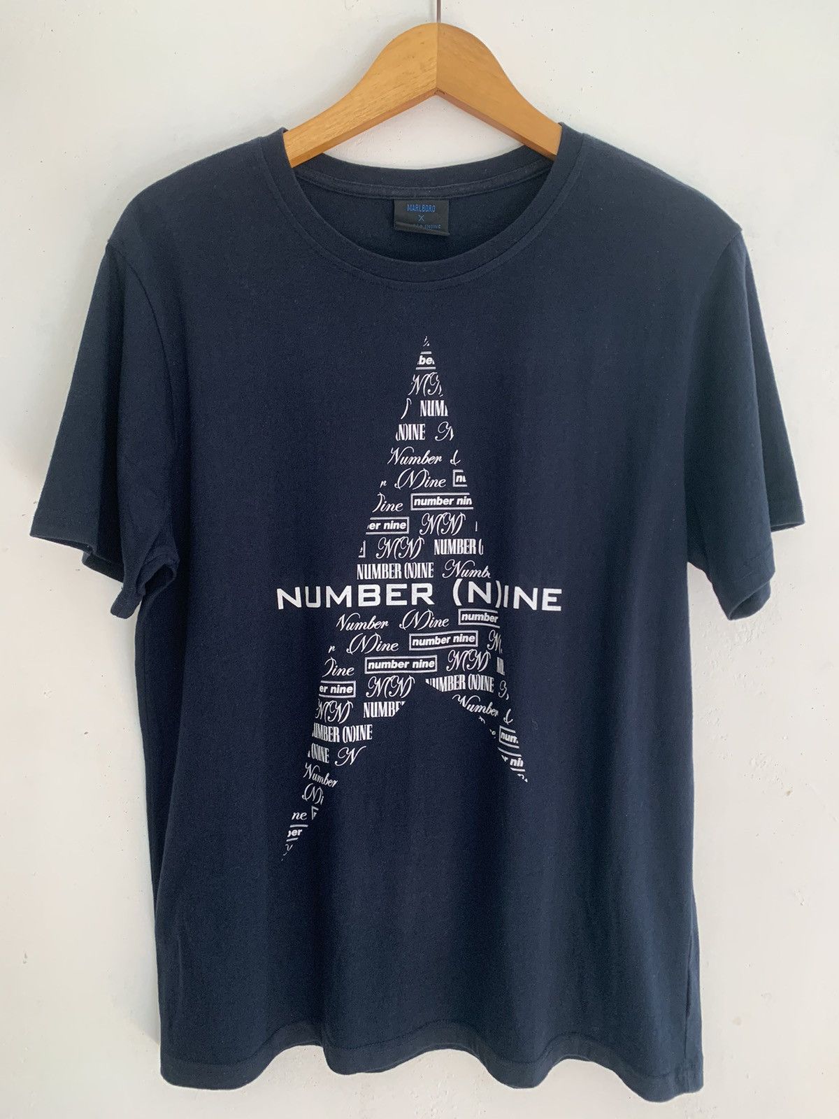 image of Marlboro X Number Nine Art Design Shirt in Dark Blue, Men's (Size Medium)