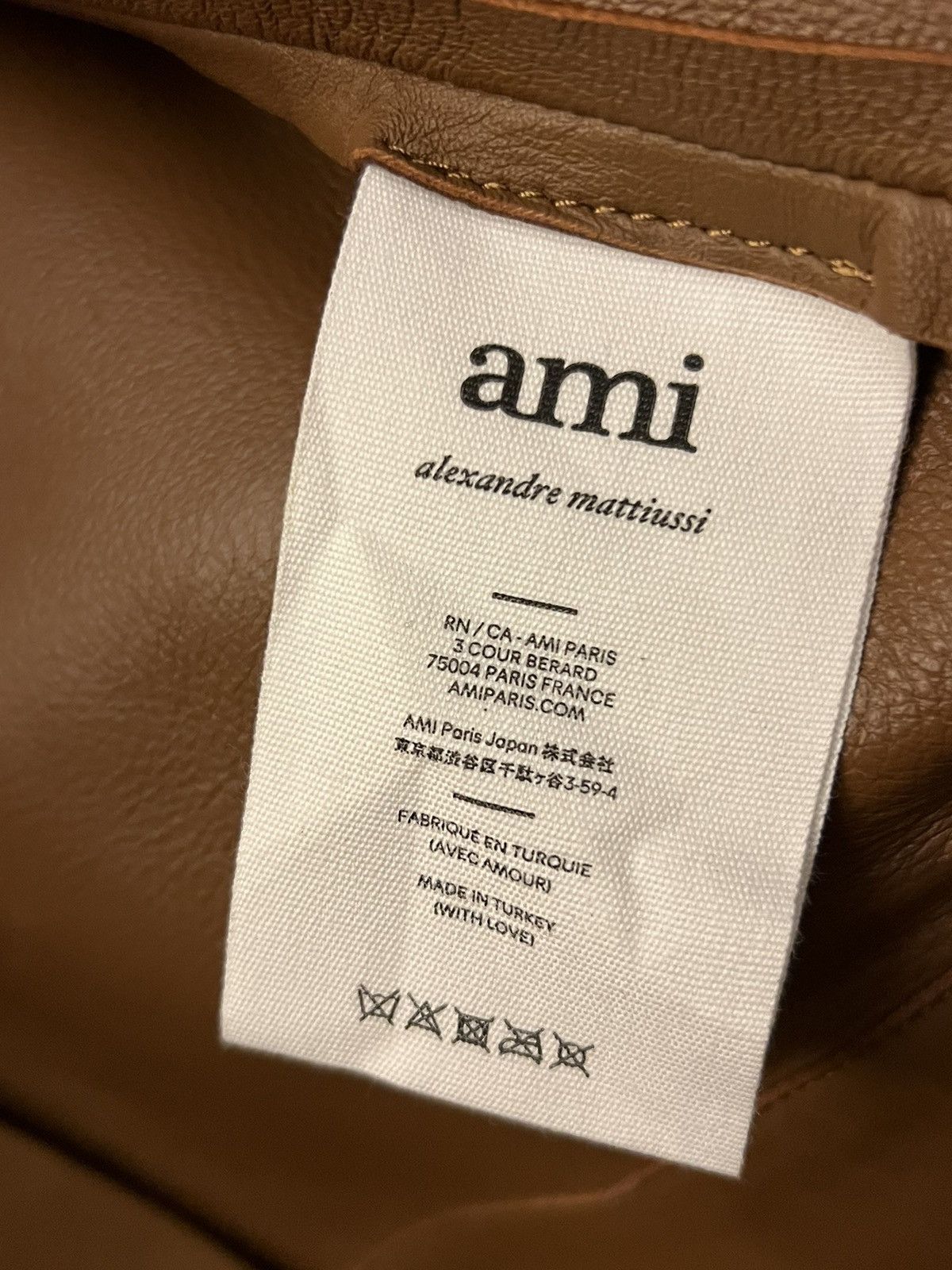 AMI NEW M Tan Brown Lamb Leather Classic Leather Buttoned Jacket Size US M / EU 48-50 / 2 - 12 Thumbnail