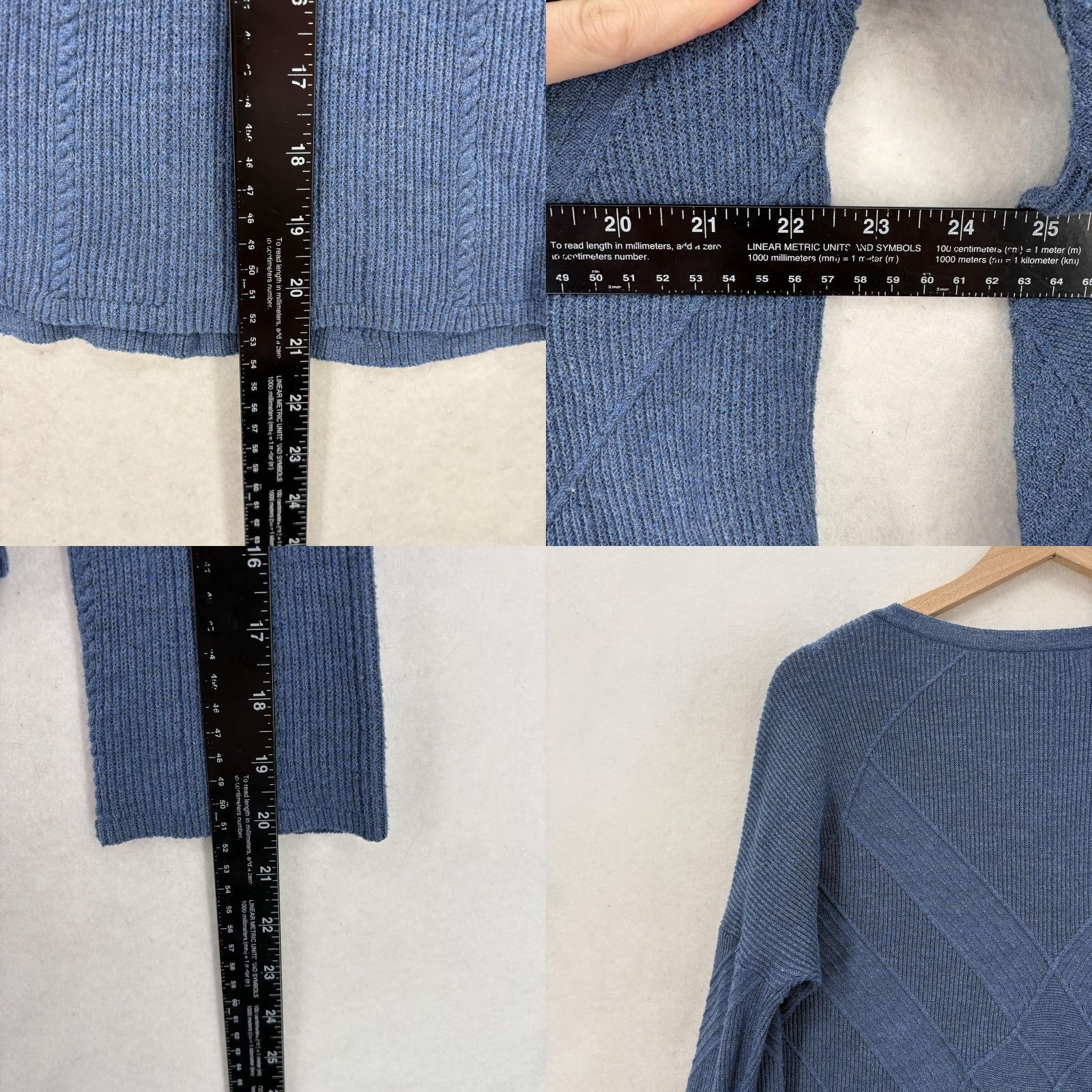 Smartwool Smartwool Shadow Pine Cable V-Neck Sweater Womens Medium Blue Wool Blend Travel Size M / US 6-8 / IT 42-44 - 8 Thumbnail