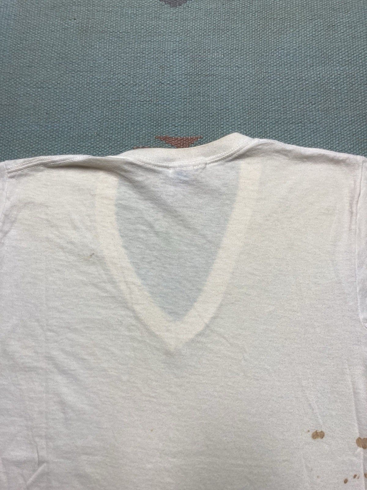 Vintage 70s blank white t shirt v neck soft cotton single stitch M Size US M / EU 48-50 / 2 - 10 Thumbnail
