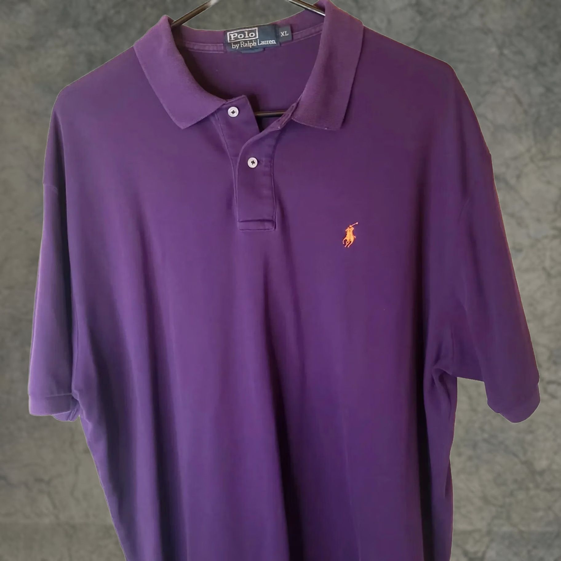 Polo Ralph Lauren Polo Ralph Lauren Polo Shirt Men XL Purple Orange Pony Clemson Tigers 2 Button Knit Crew Neck Short Sleeve Vintage? Size US XL / EU 56 / 4 - 1 Thumbnail