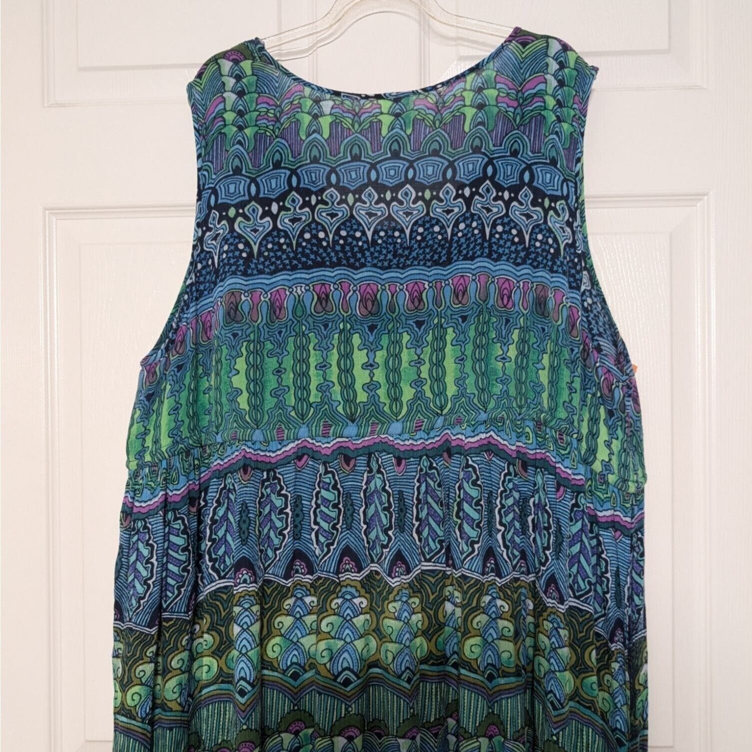 Designer Bila Boho Maxi Dress Womens Size XXL Blue Geometric Crochet Size XXL / US 16-18 / IT 52-54 - 9 Thumbnail