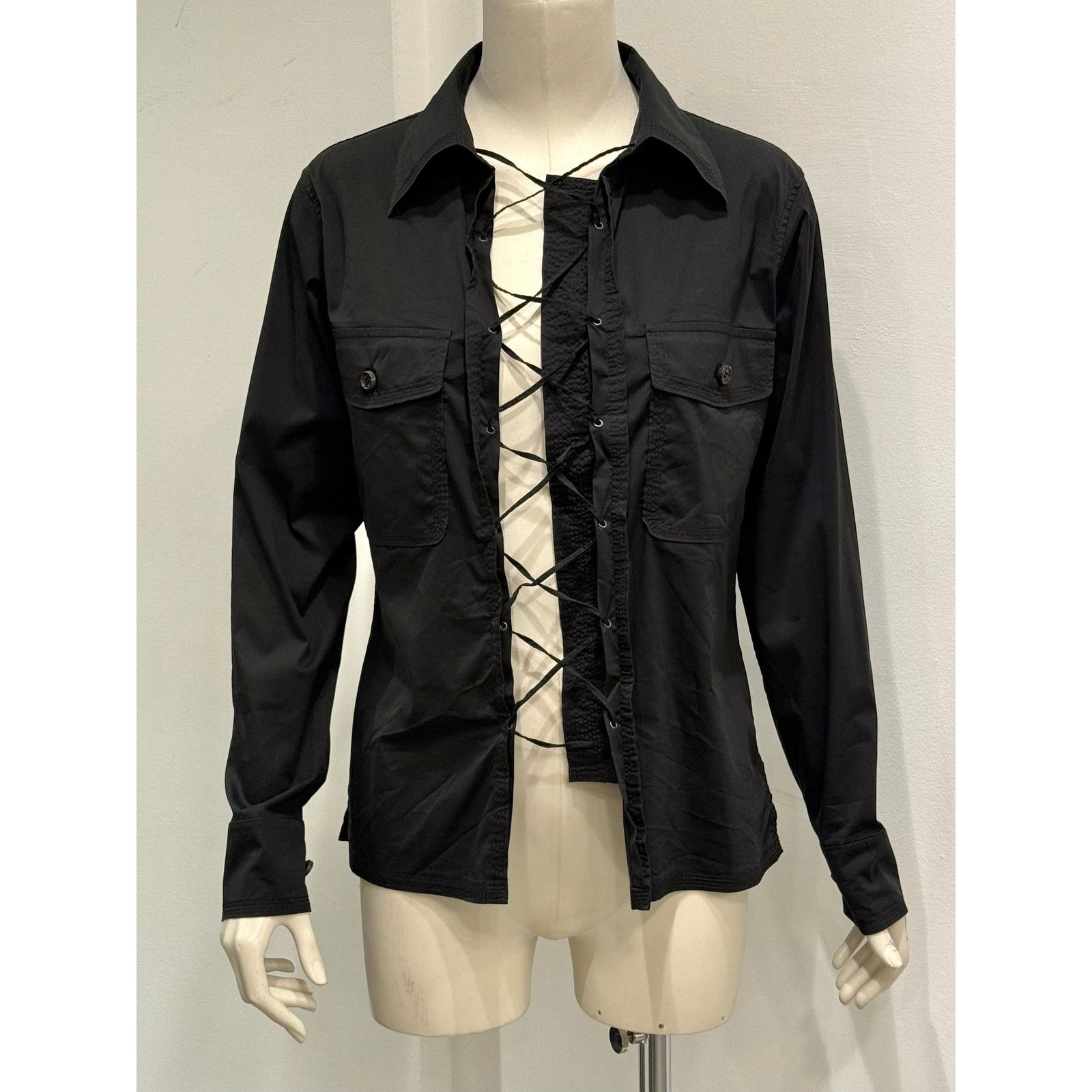 Yves Saint Laurent S/S2002 Yves Saint Laurent by Tom Ford safari lace-up shirt Size S / US 4 / IT 40 - 2 Thumbnail