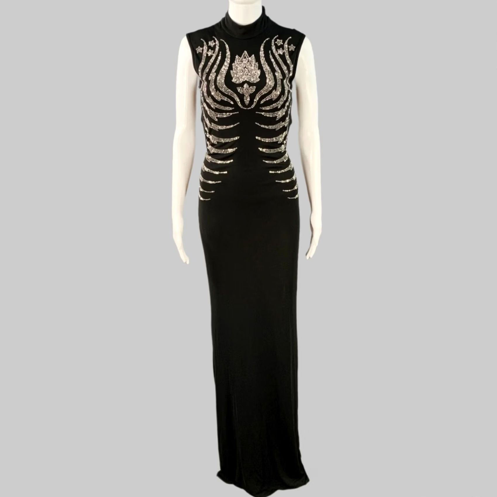 John Richmond JOHN RICHMOND Size 4 Black Silver Viscose Studded High Neck Evening Gown Womens Size S / US 4 / IT 40 - 2 Thumbnail
