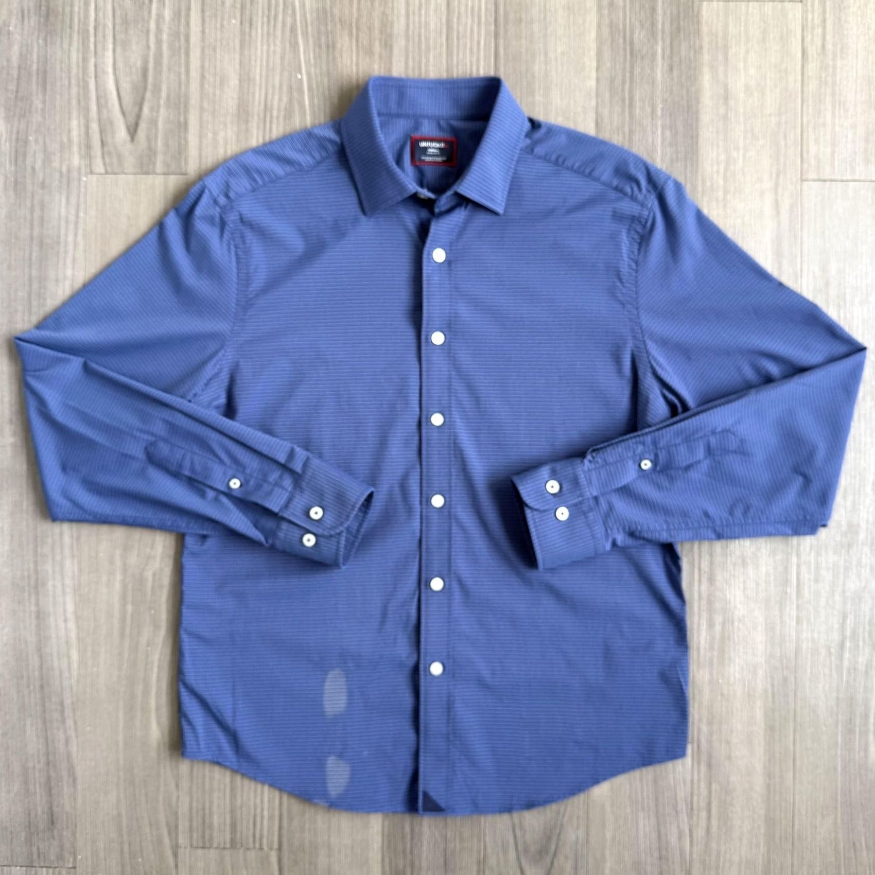 UNTUCKit UNTUCKit Shirt Mens Small Blue Check Regular Fit Button Up Long Sleeve (Stain) Size US S / EU 44-46 / 1 - 2 Thumbnail
