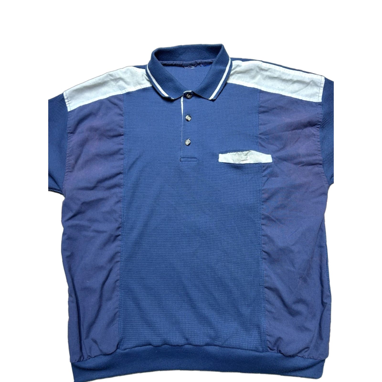 Vintage VINTAGE 80s 90s Short Sleeve Polo Shirt Waffle Knit Blue Tri Tone Men’s XL Polo Shirt - Blue, Unbranded, Knit, Short Sleeve, Regular, Men, XL Size US XL / EU 56 / 4 - 1 Thumbnail