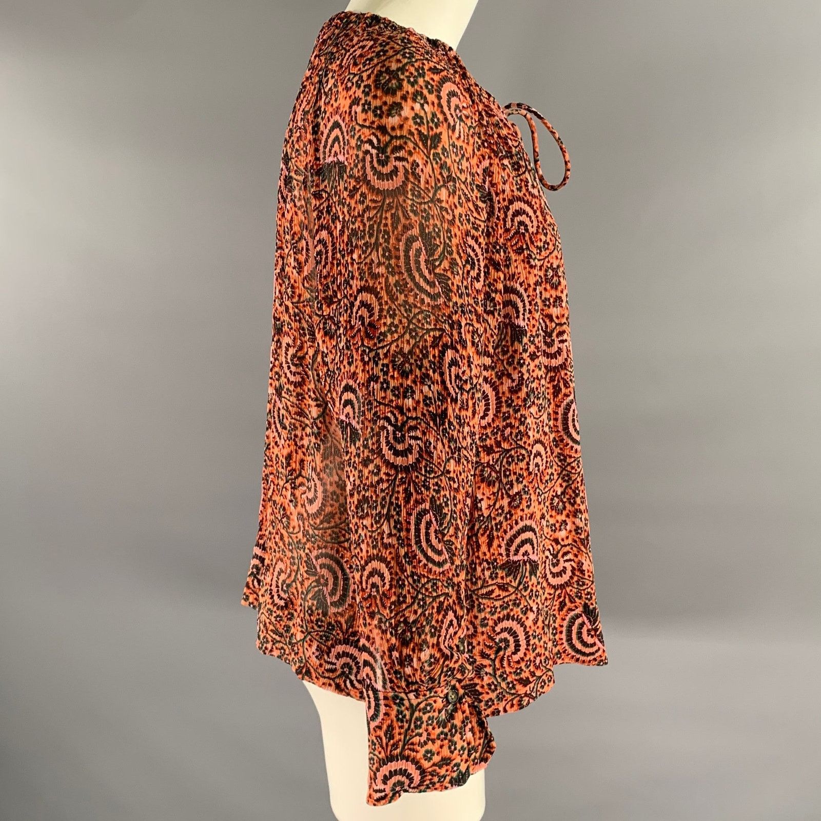 A.L.C. A.L.C. Size 8 Orange Pink Silk Floral Neck Tie Top Size M / US 6-8 / IT 42-44 - 3 Thumbnail