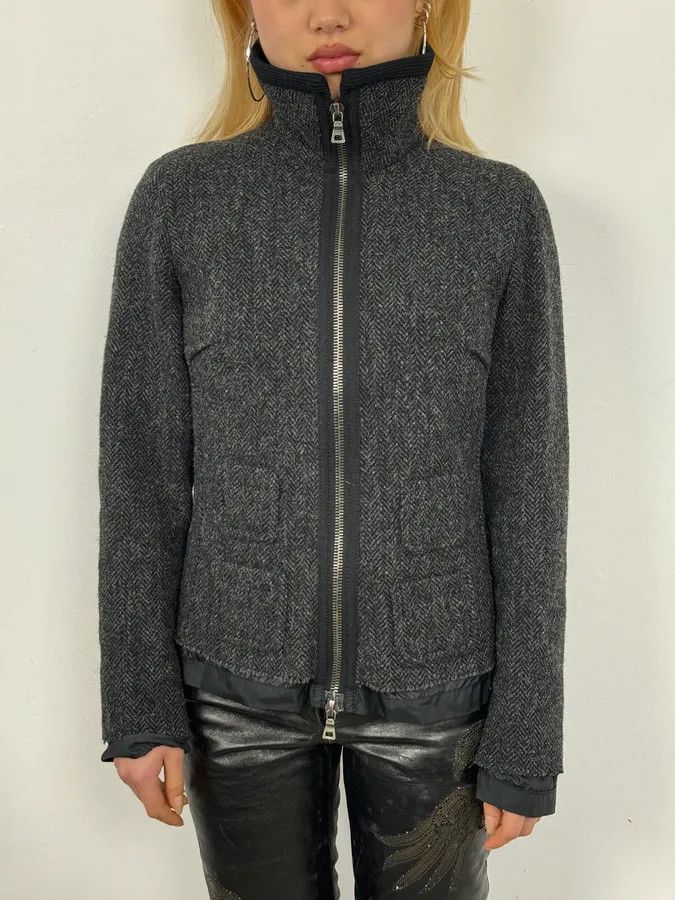 Prada 2000s Prada Grey Wool Hybrid Jacket Size S / US 4 / IT 40 - 2 Thumbnail