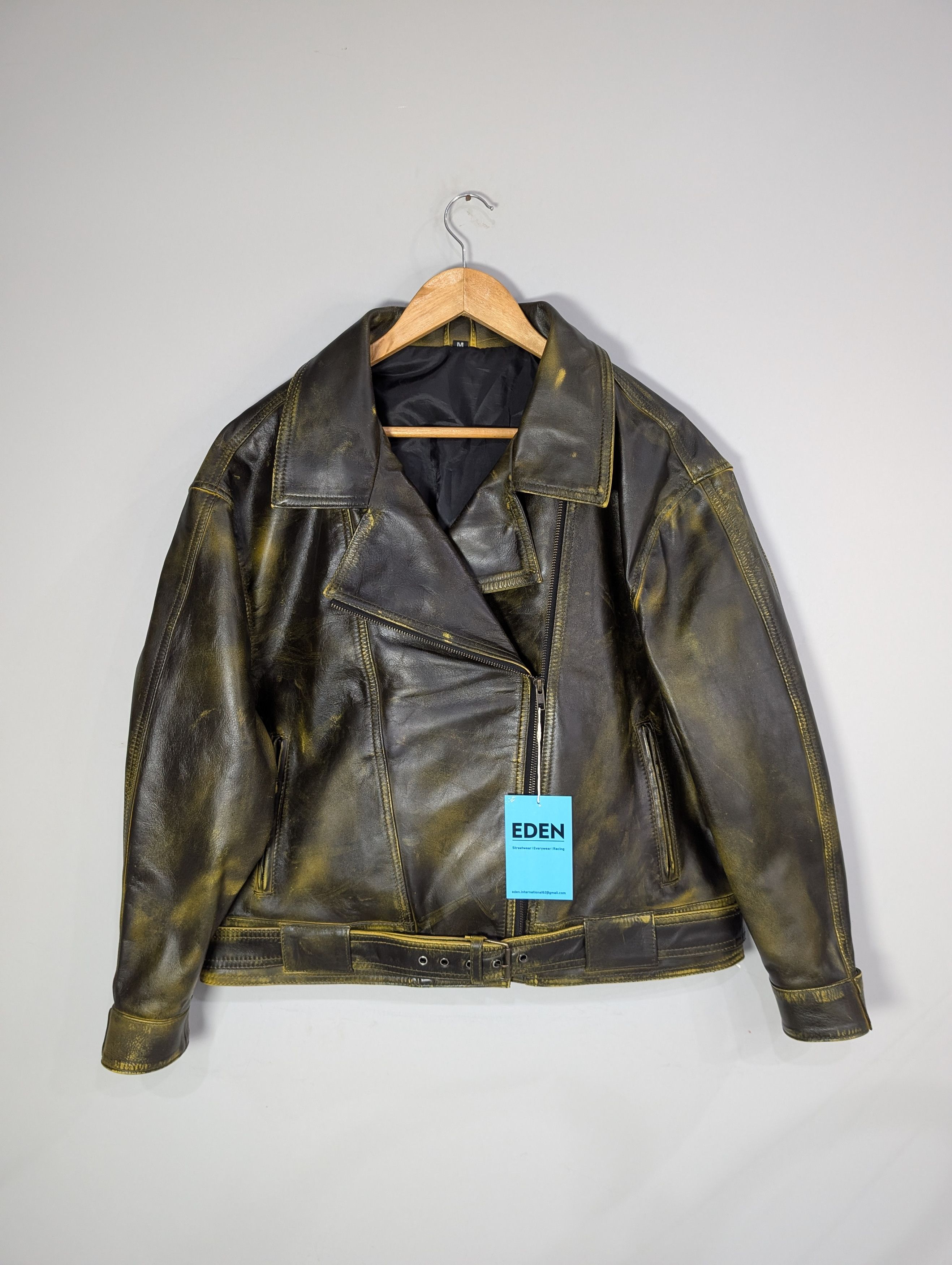 Vintage Oversized Vintage 90s Leather Jacket Retro Size M / US 6-8 / IT 42-44 - 1 Thumbnail