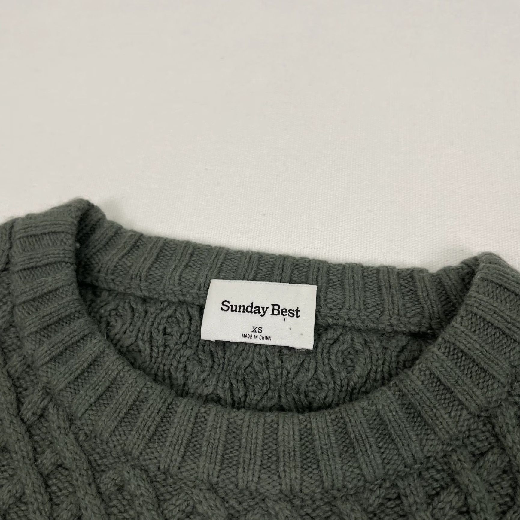 Vintage Sunday Best Sweater Women XS Oversize Merino Wool Peggy Green Cable Knit Size XS / US 0-2 / IT 36-38 - 2 Thumbnail