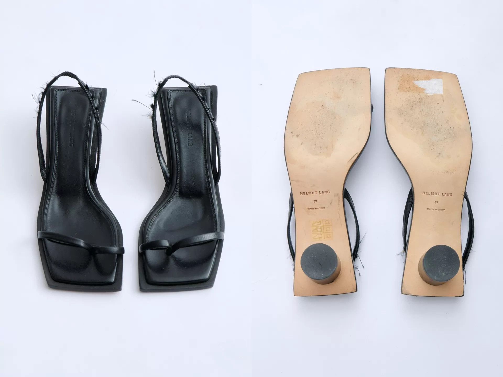 Helmut Lang Helmut Lang Black Square Toe Block Heel Sandal 37 Size US 6.5 / IT 36.5 - 2 Thumbnail