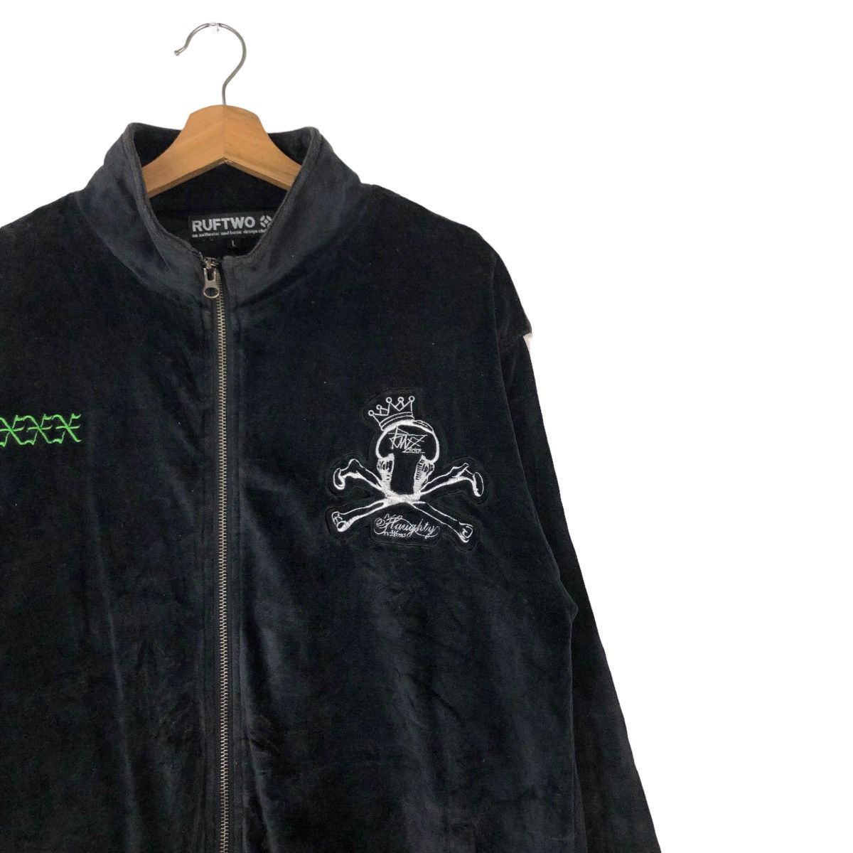 Japanese Brand × Vintage 📌VINTAGE VELVET BIKER JACKET RUFTWO JAPAN PUNK BIG LOGO Size US L / EU 52-54 / 3 - 13 Thumbnail