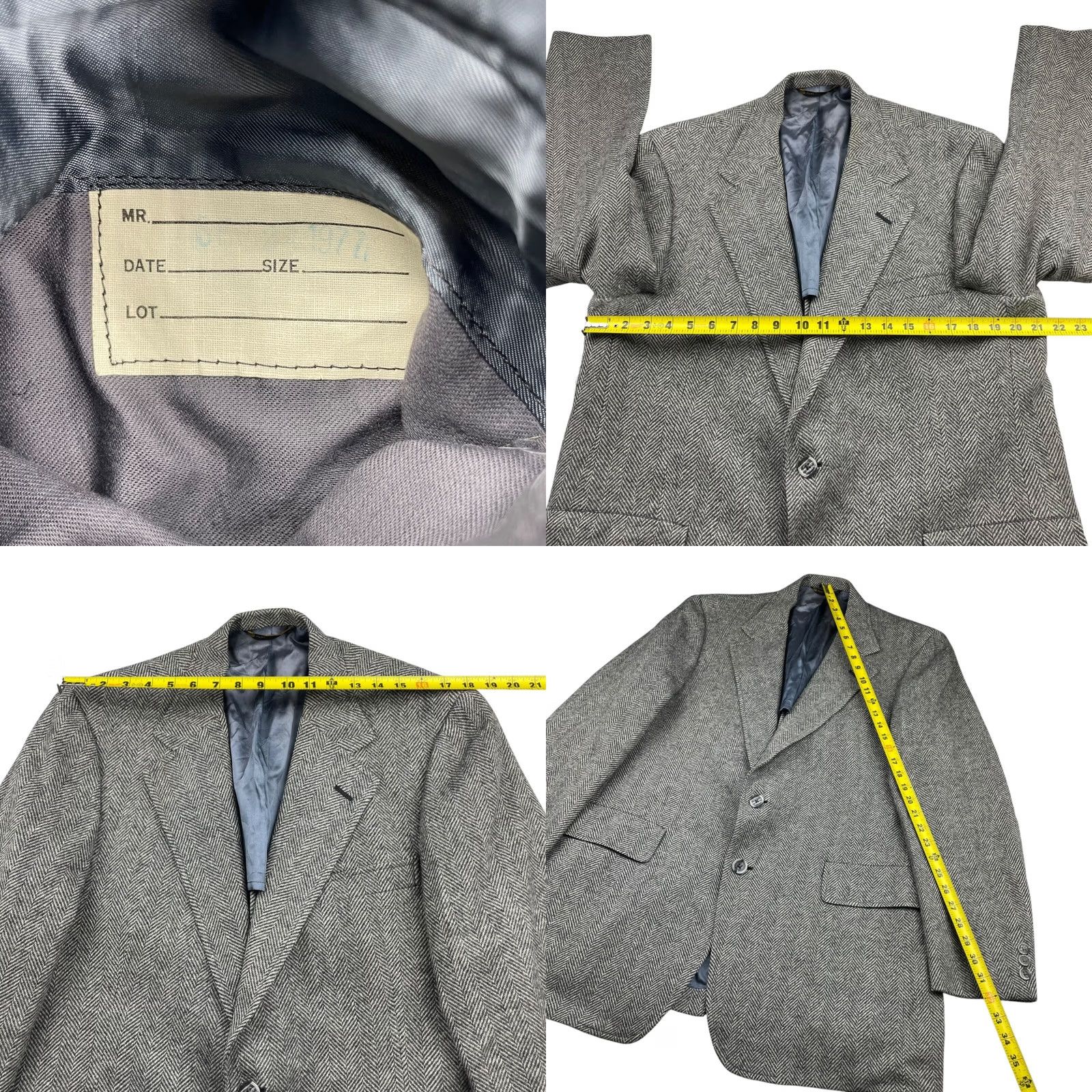 Hart Schaffner Marx VINTAGE Hart Schaffner Marx Blazer Wool Tweed Gray Herringbone Men's Two-Button 44R Size 44R - 8 Thumbnail
