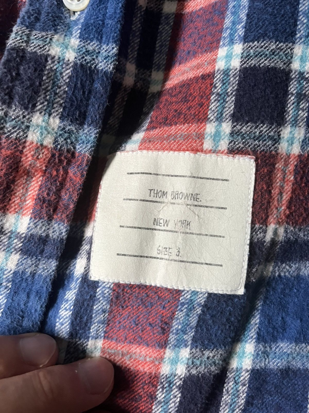 Thom Browne Thom Browne flannel red navy plaid button up shirt Size US L / EU 52-54 / 3 - 3 Thumbnail