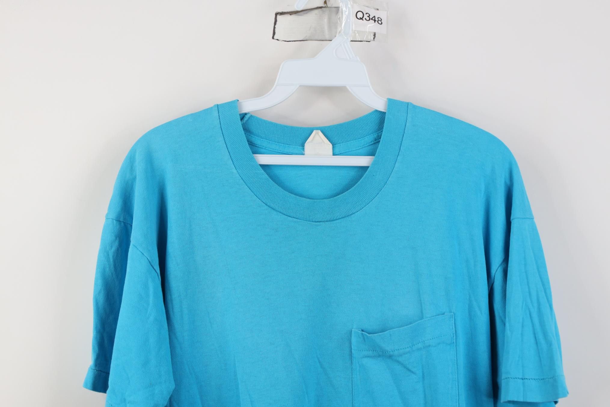 Vintage Vintage 90s Streetwear Blank Cotton Pocket T-Shirt Blue USA Size US XL / EU 56 / 4 - 2 Thumbnail