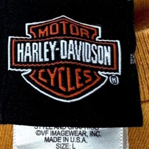 Harley Davidson Harley-Davidson T-Shirt Adult Large Yellow Cotton Graphic Tee Made In USA Mens Size US L / EU 52-54 / 3 - 3 Thumbnail