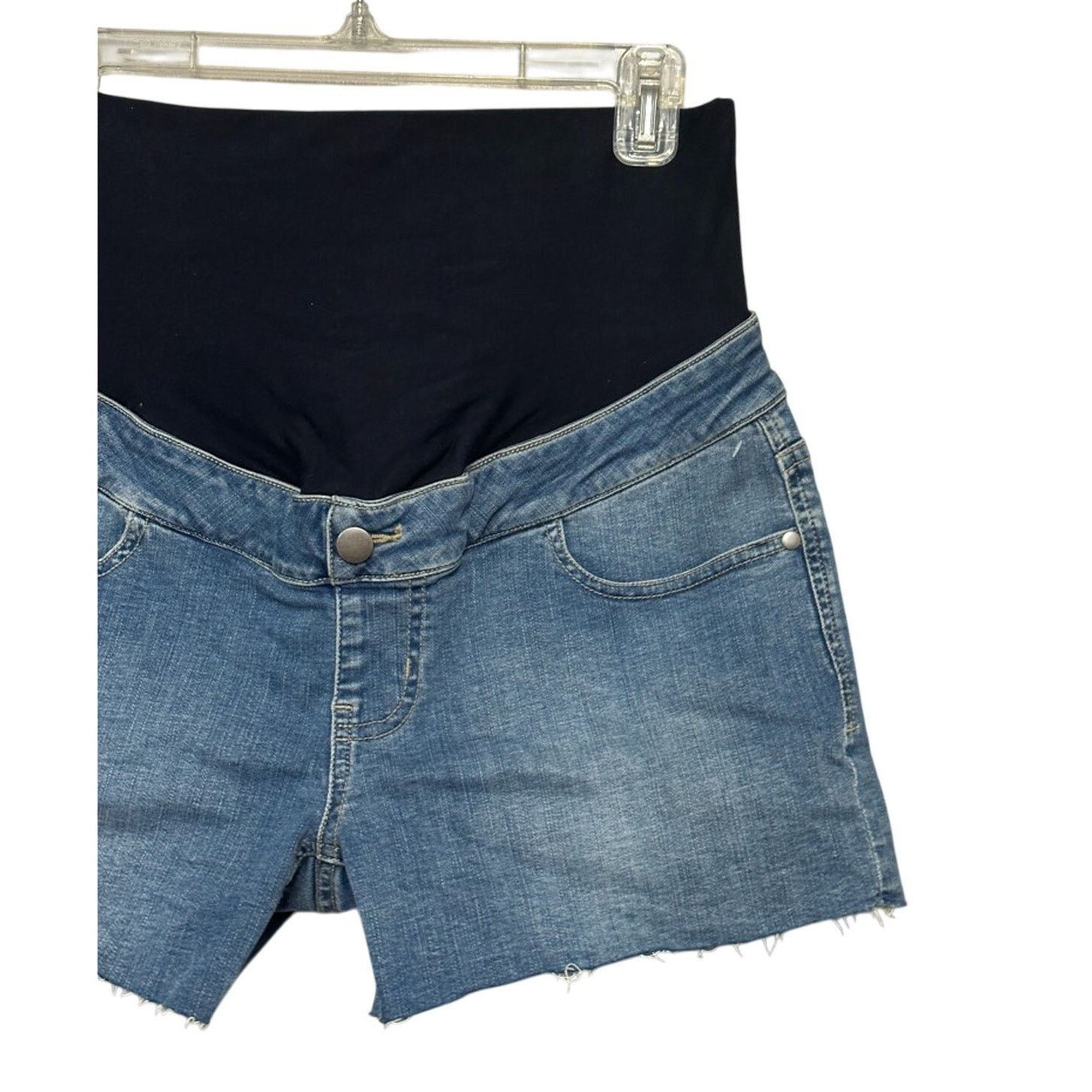 Other Angel Maternity Jean Shorts Pull On Stretch Denim Blue XS Size 33" - 3 Thumbnail