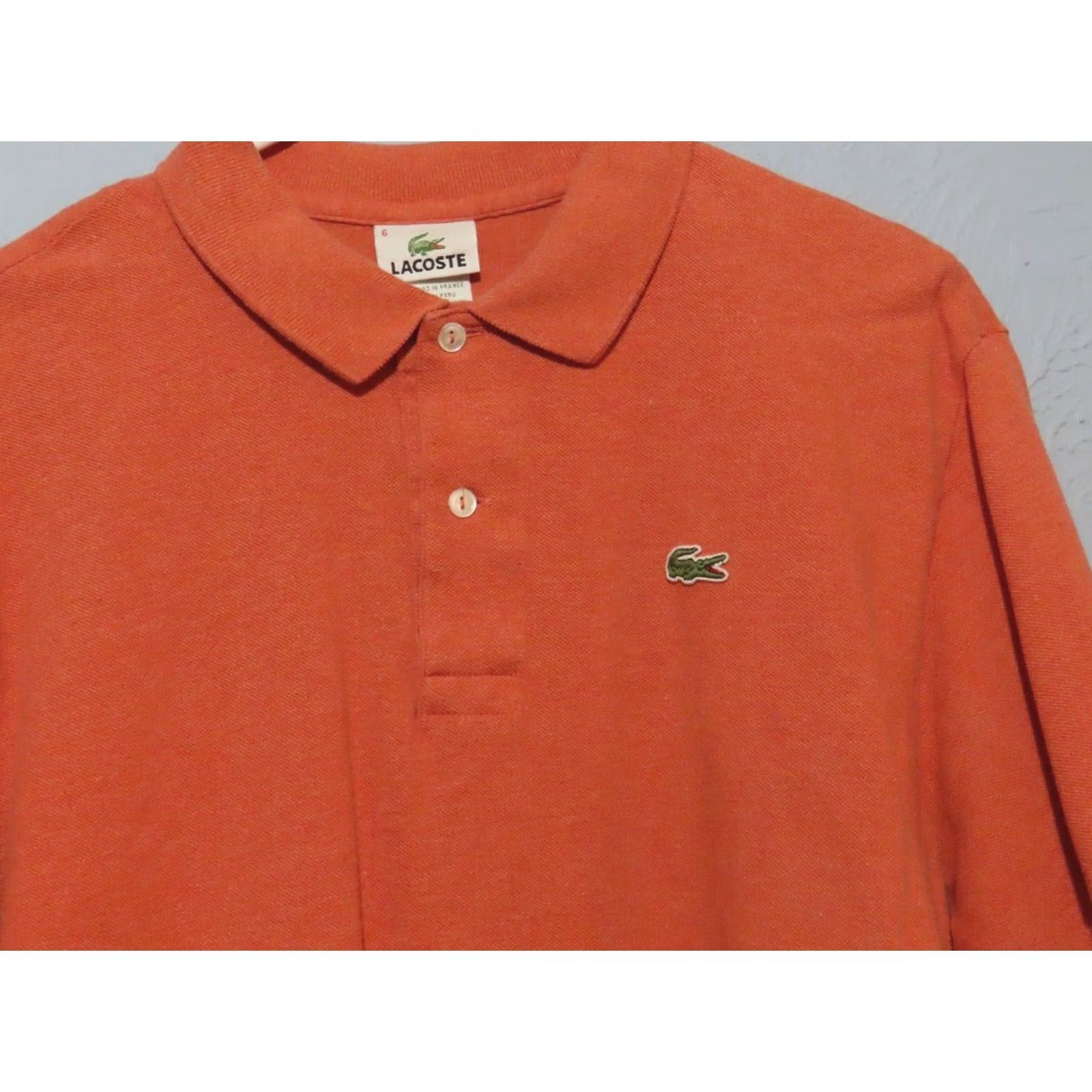 Lacoste Lacoste Polo Shirt Orange Short Sleeve 6/XL Men's Cotton Blend Knit Regular Fit Point Collar Short Sleeve Casual Shirt Size US XL / EU 56 / 4 - 2 Thumbnail