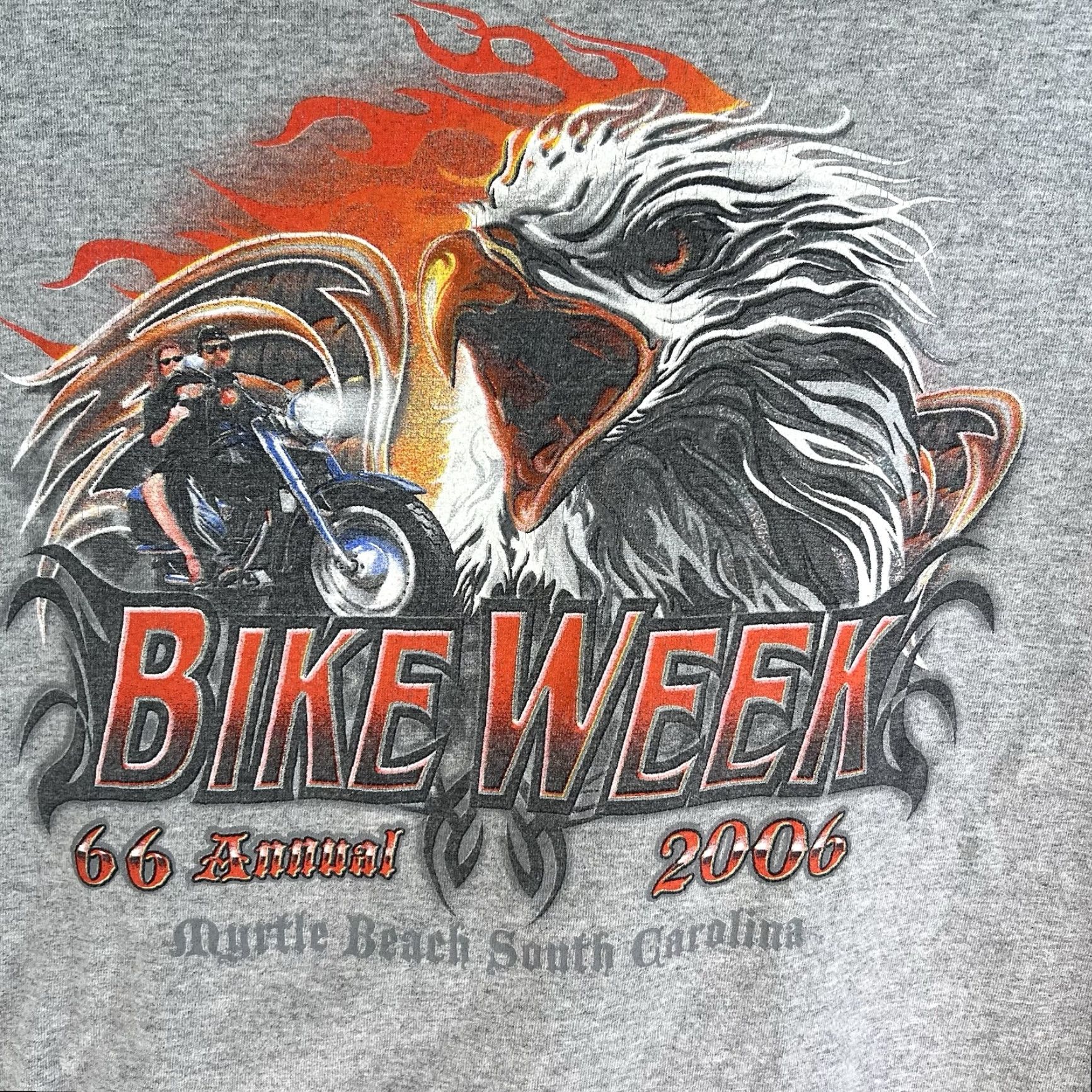 Gildan VINTAGE Myrtle Beach SC 66th Bike Week 2006 T-Shirt Gray XL Nike Size US XL / EU 56 / 4 - 2 Thumbnail