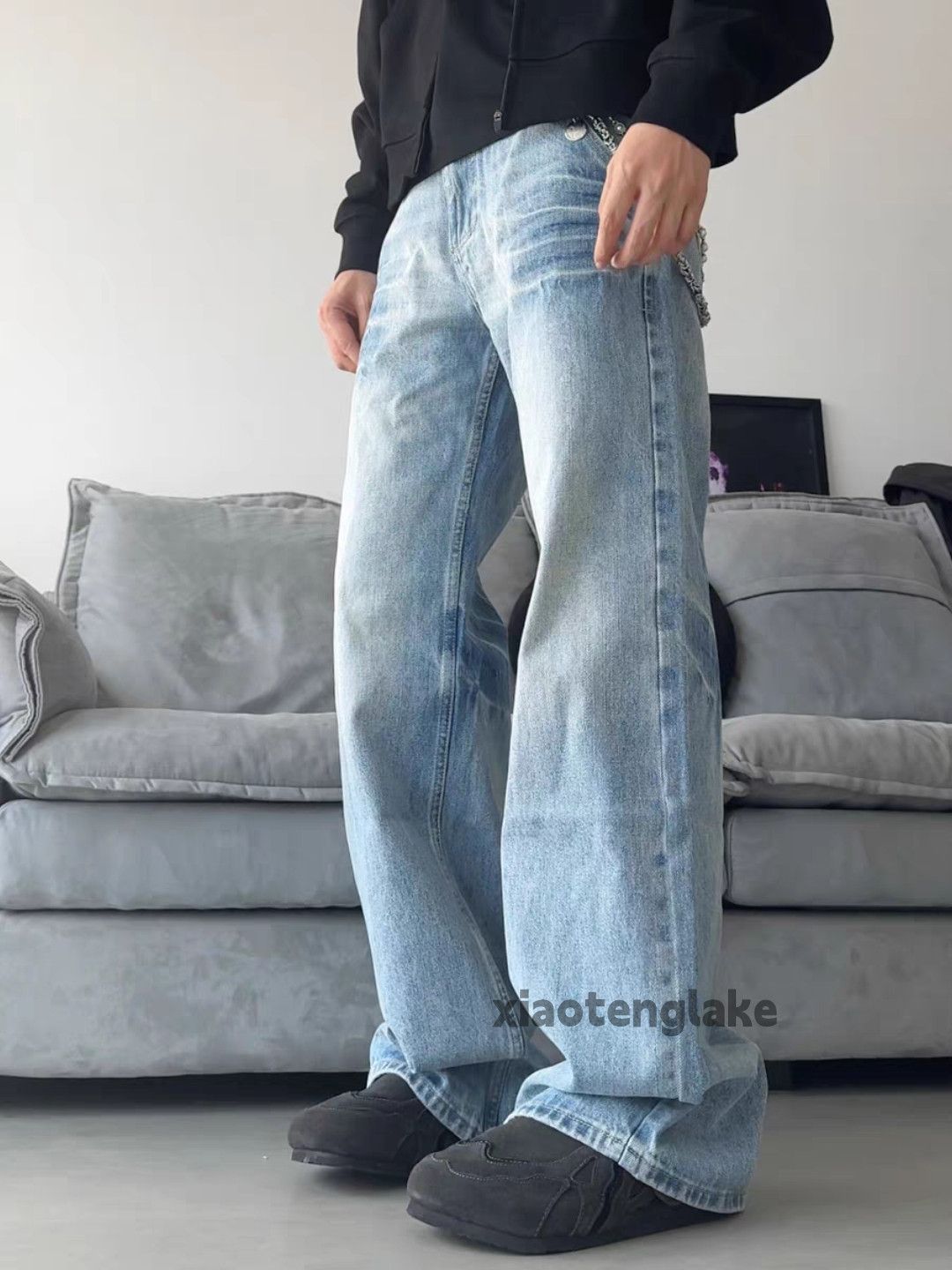 Jean × Vintage Washed faded loose baggy skate hiphop jeans Size US 34 / EU 50 - 1 Thumbnail