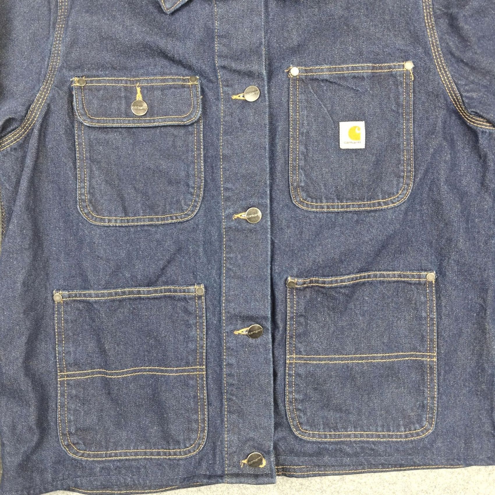Carhartt VINTAGE Carhartt Jacket Womens L Blue Denim Relaxed Fit Work Chore Button Pockets Size L / US 10 / IT 46 - 4 Thumbnail