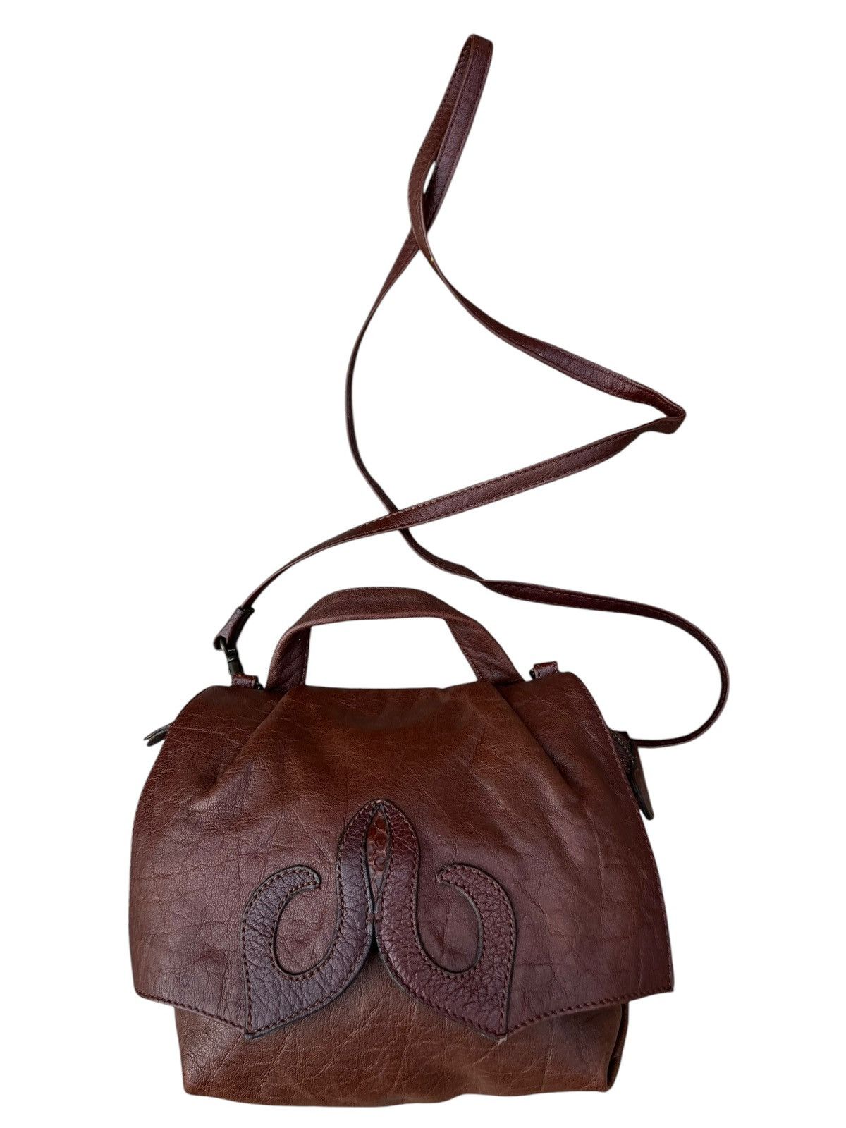 Leather Vintage IBIZA Japan Faded Patina Leather Mini Bag Size ONE SIZE - 8 Thumbnail