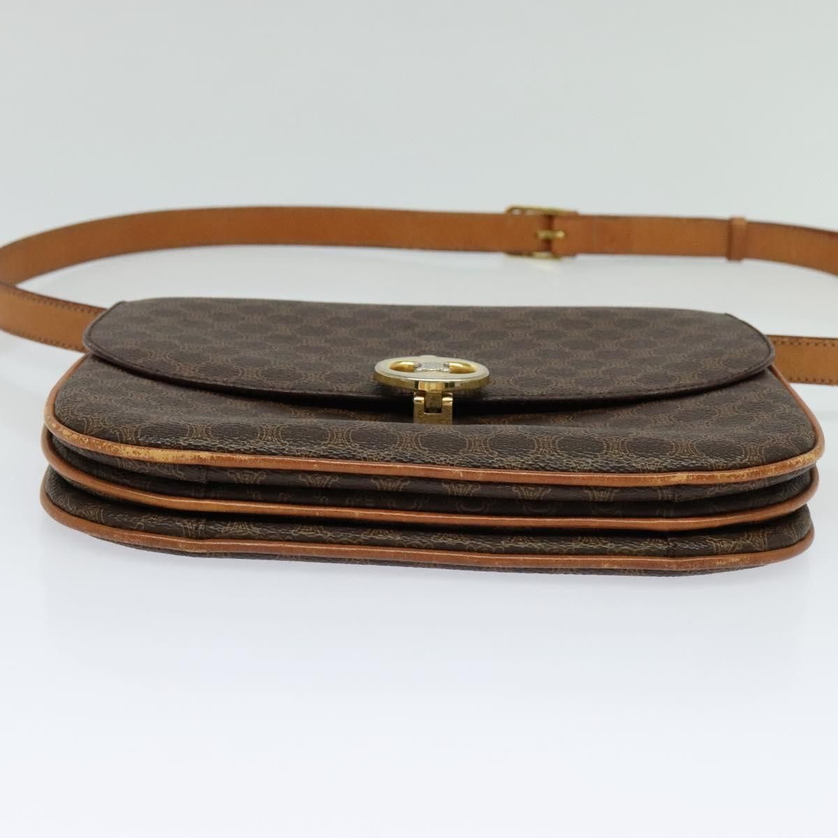 Celine CELINE Macadam Canvas Shoulder Bag Pvc Leather Brown Gold Size ONE SIZE - 9 Thumbnail