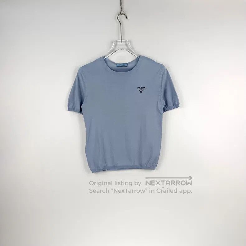 Prada Prada Haze blue chest letter silk short sleeves Size XS / US 0-2 / IT 36-38 - 3 Thumbnail
