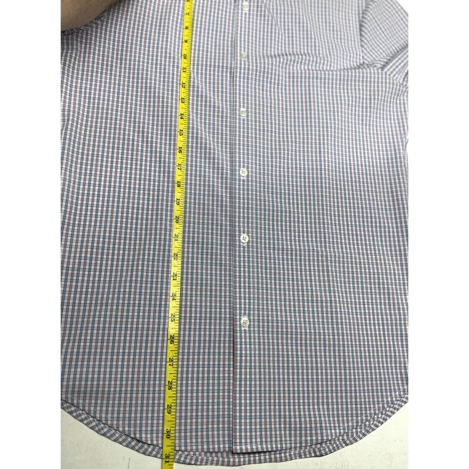 Mizzen+Main Mizzen+Main Leeward Shirt Mens M Blue Pink Plaid Slim Fit Button-Up Long Sleeve Collared Breathing Stretch Workwear Business Size 40R - 4 Thumbnail