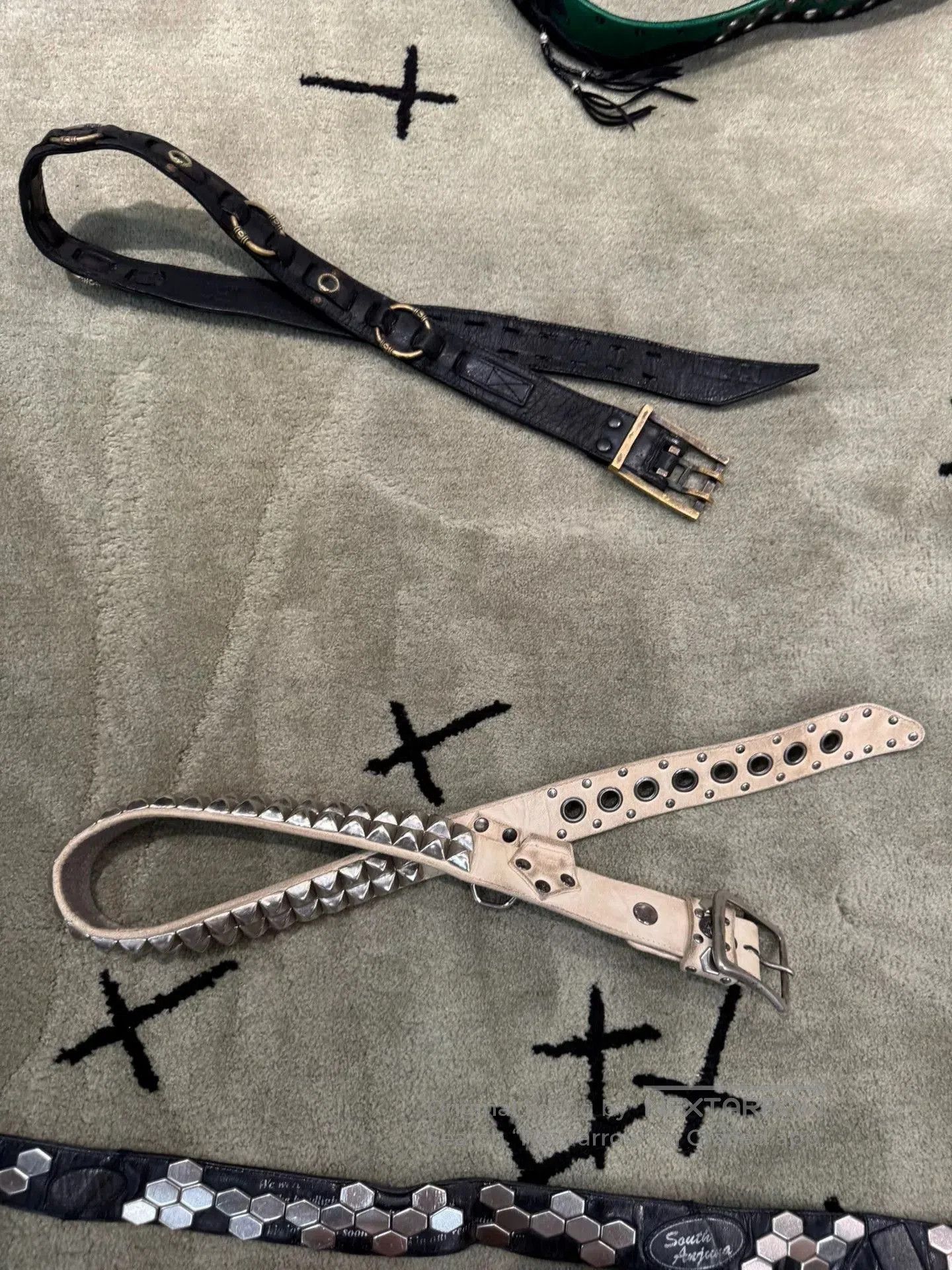Rick Owens Kmrii Pyramid Metal White Leather Belt. Size ONE SIZE - 7 Thumbnail