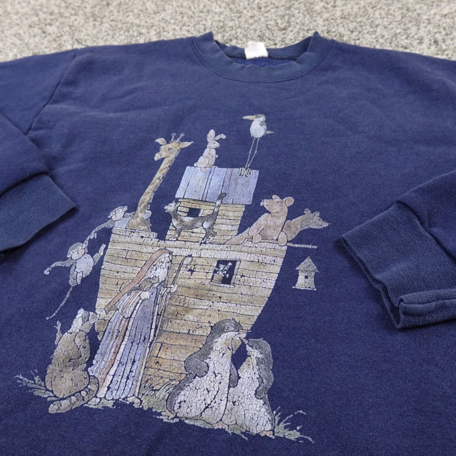 Noah VTG Noahs Ark Sweater Mens M Blue Christian Pullover Crew Neck Sweatshirt USA Shirt Mens M Blue 90s USA Size US M / EU 48-50 / 2 - 2 Thumbnail