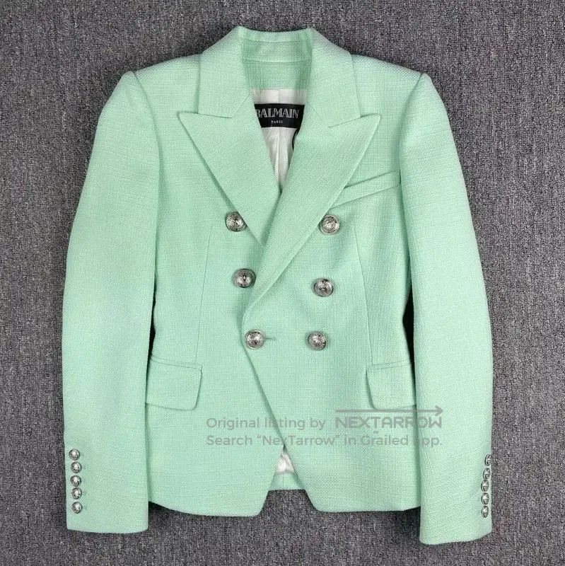 Balmain Balmain Mint Green Cotton Women's Jacket . Size S / US 4 / IT 40 - 1 Thumbnail
